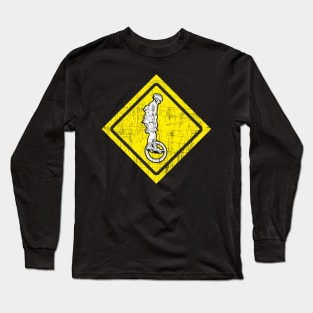 Funny Unicycle Yellow Traffic Sign Long Sleeve T-Shirt